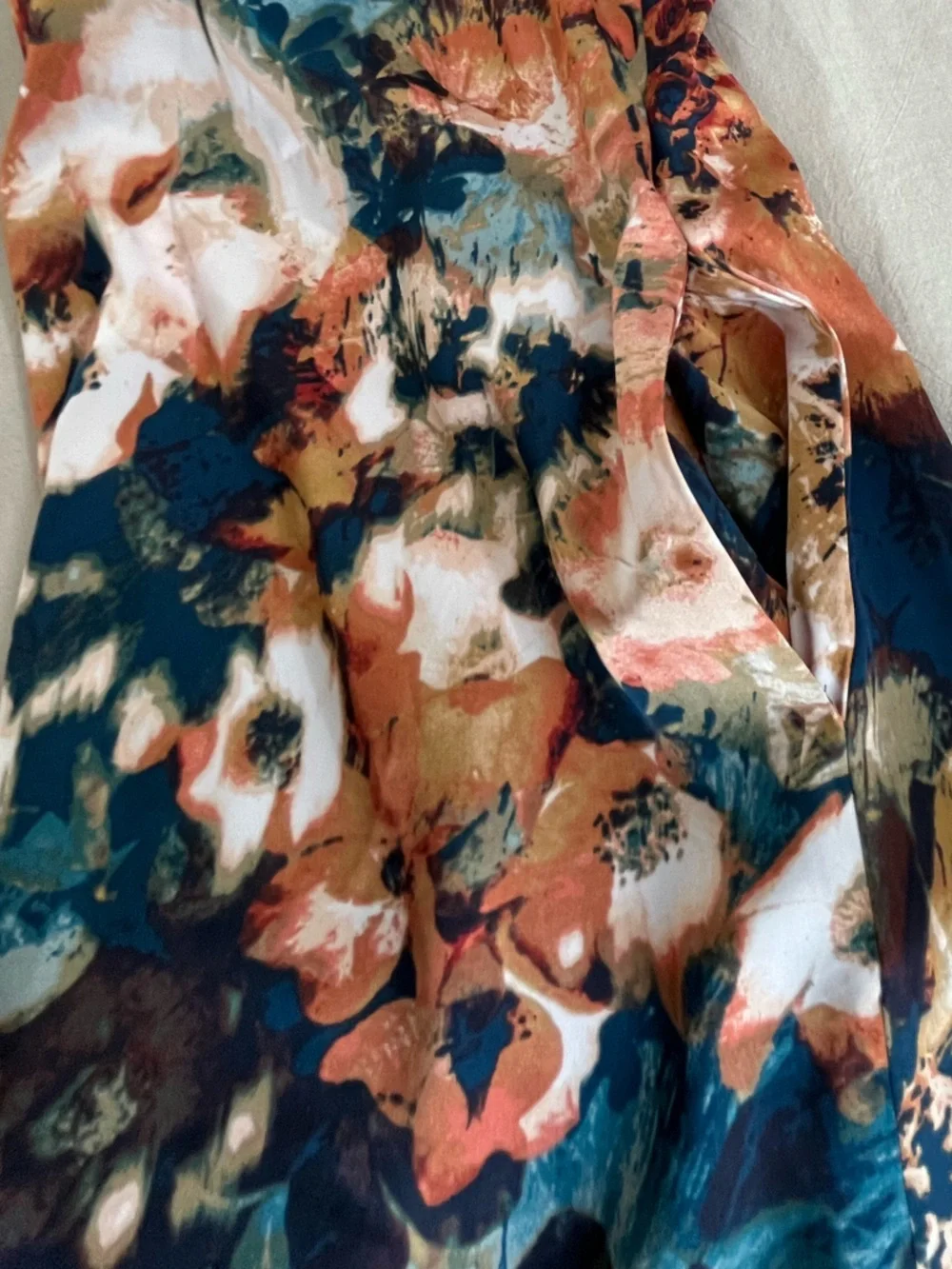 Nicole Miller Floral Slip Maxi Dress in Blue and Rust - Picture 4 of 4